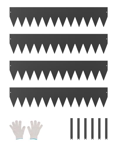 VEVOR Rasenkante Metall, 4 Packungen 1016x203x1,5 mm, Beeteinfassung, biegbare Beetumrandung, Gartenpalisade, Beetbegrenzung für Blumenbeete und Wege, schwarz