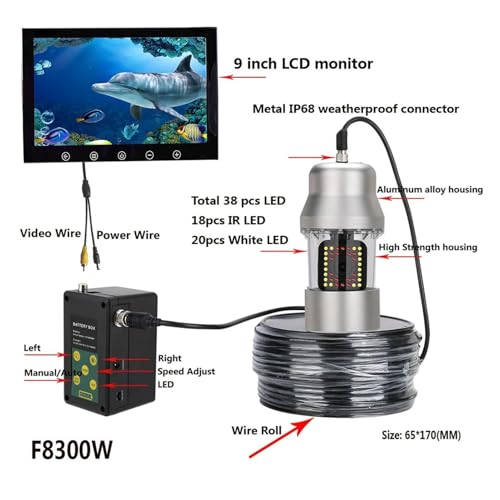 Caméra de pêche sous-marine IP68 avec écran et 38 LED