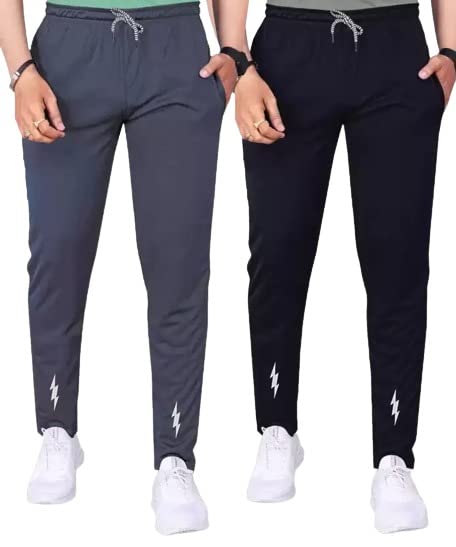 Track Pants for Mens/Joggers for Mens/Mens Lower Lycra Blend with 2 Side Pockets for Gym, Exercise, Morning Walk, Sports Charging (Pack of 2 Piece Only)-image-3