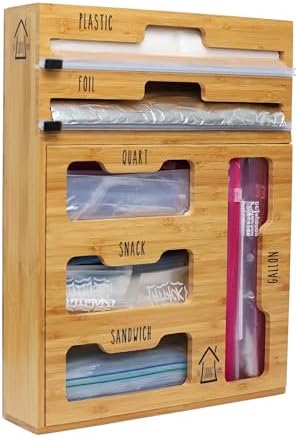 Ziploc bag’s, plastic and foil dispenser; gallon, quart, sandwich and snack bags & 12″ rolls. The perfect pantry solution for organized kitchen storage!