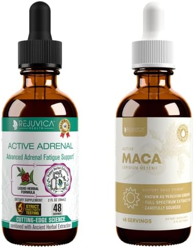 Rejuvica Health Active Adrenal + Active Maca – Support Energy + Stress – Liquid Delivery for Better Absorption – Rhodiola, Maca, Holy Basil, Ashwagandha & More!