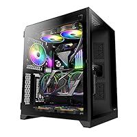 ATX Case PC Case, Full Side Permeable Wassergekühltes Chassis, Side Door Tempered Glass, Support 240 Water Cooling/168 mm Air Cooling, Schwarz (Größe: Ohne Lüfter)