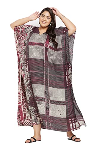 Image of Oussum Women Kaftan Plus Size Polyester Summer Lightweight Caftan Swimsuit Cover Ups Maxi African Mumu Lounge House Dress