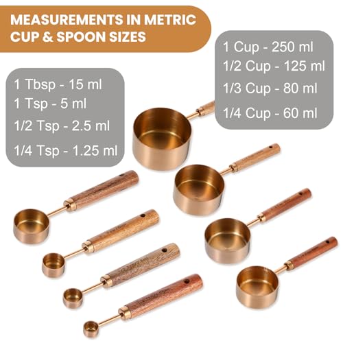 Set de 8 tazas y cucharas medidoras de acero inoxidable miniatura 3