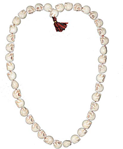 Rosaire Hindou KALI - Mala 108+1 Perles 8mm Crâne Sculpté - Fait Main Inde