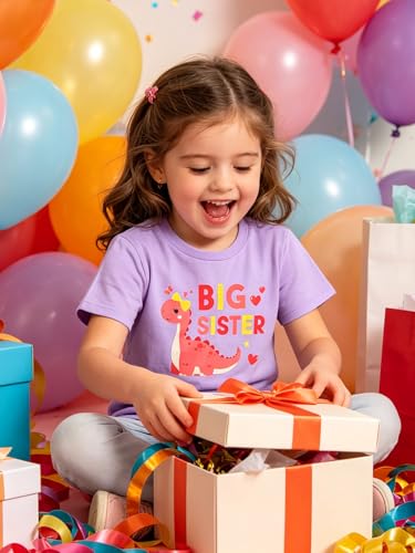 Image of Funnycokid Big Sister Shirts for Girls Pregnancy Announcement Toddler Promoted to T-Shirt 1-7 Years