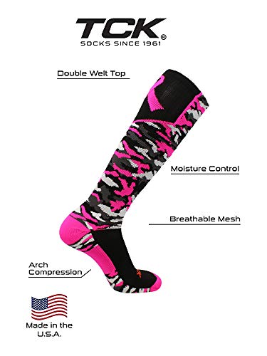 Woodland Camo Breast Cancer Awareness Over the Calf Socks4