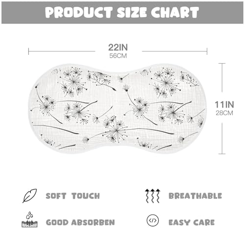 Romantic Dandelion Ink Painting Cotton Muslin Burp Cloths Soft Touch Baby Rags for Babies boy and Girl Set of 2, 22x11in4