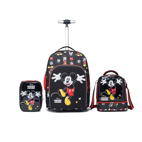 Kit Mochila Rodinha Lancheira Estojo Disney Escolar Infantil Mickey
