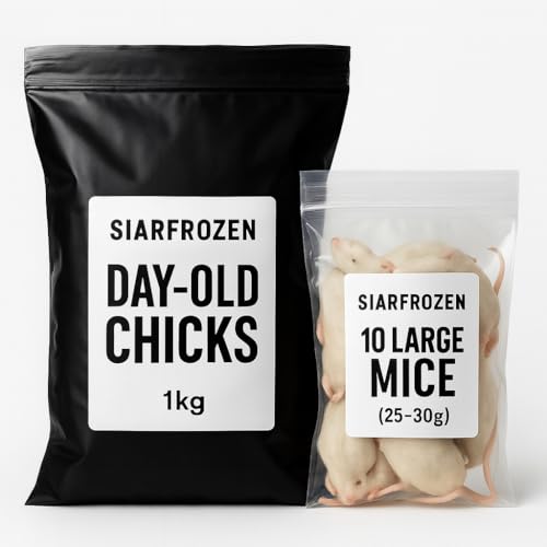 SiarFrozen Raw Feeding Bundle – 1kg Day-Old Chicks & 10 Large Mice (25–30g) – Natural Whole Prey for Dogs, Cats, Ferrets & Reptiles – High Protein, Grain Free