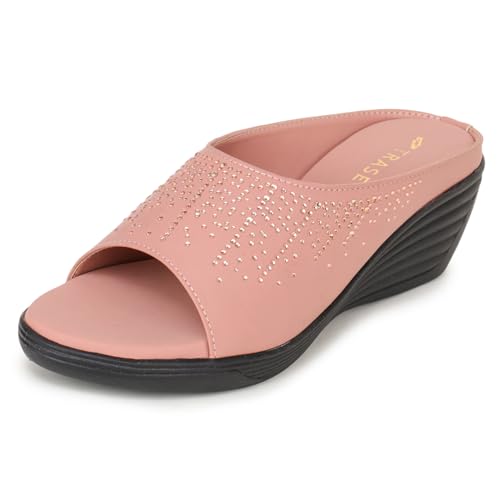 Image of TRASE Wedges Heels for Women Office Wear | Comfortable Sandals for Women with Soft Sole | Stylish Ladies Formal Casual Slip On Footwear