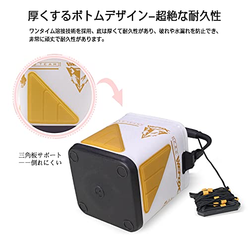 釣りバッカン 折りたたみ 水汲みバケツ WEFOX 活かし水くみ 屋外 8mロープ EVA素材 多機能 滑り止め付き キャンプ用 フィッシング アウトドア 洗車 キャンプ 洗濯用 防災備蓄品 コンパクト持ち運び便利 25cm 9L 多色(ワイト&ゴールド) 3枚目
