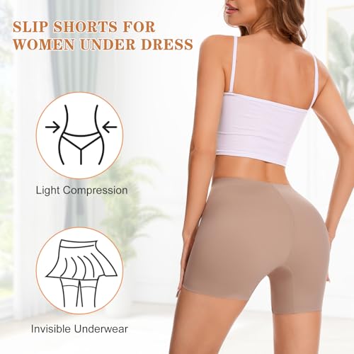 Image of Seamless Shaping Boyshorts Panties for Women Slip Shorts for Under Dresses Tummy Control Underwear Shapewear Shorts