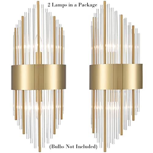 Teenyo Gold Wall Sconces Set Of Two Crystal Sconces Wall Lighting Modern Glass Wall Light For Bedroom Hallway Bathroom Vanity Light Fixtures #TOP5