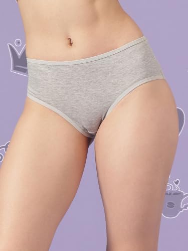 Image of Clovia Chuddy Buddies Cotton Printed Back Hipster Panties for Women Combo -Pack of 3- Multicolor