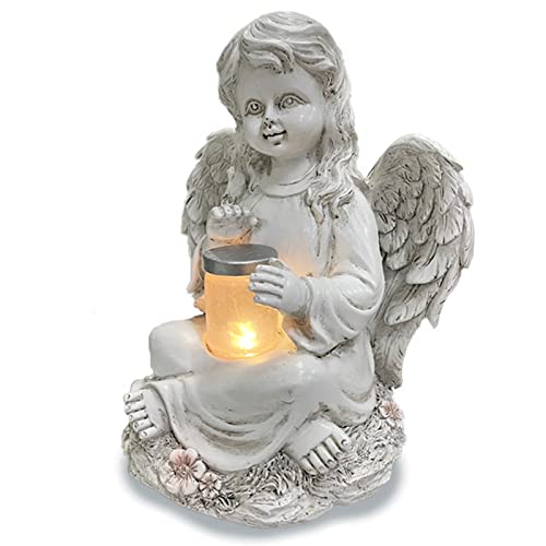 CLLX Estatua De Jardín De Ángel con Luz Solar Muchacha Adornos De Resina para Decoración De Patio, Interior Y Exterior Cover