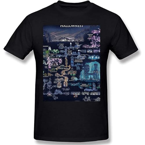 T-shirt for men hollow knight map graphic 100% cotton hollow knight t shirt funny clothes black 3xl