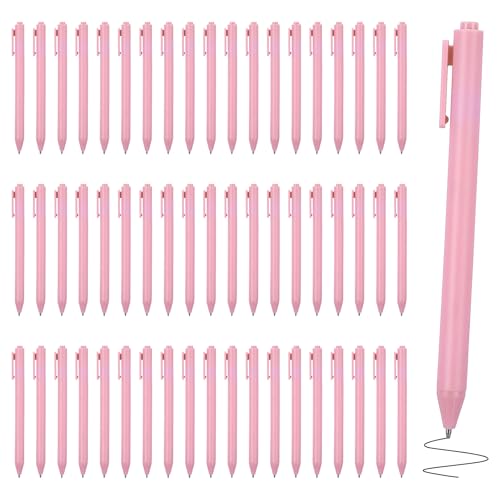 JIEYAO 60 Pcs Ballpoint Pens Bulk, 1.0 mm Retractable Rollerball Pen, Cute Pink Click Medium Point Pens Aesthetic for Office Teacher Student Baby Shower (Pink)