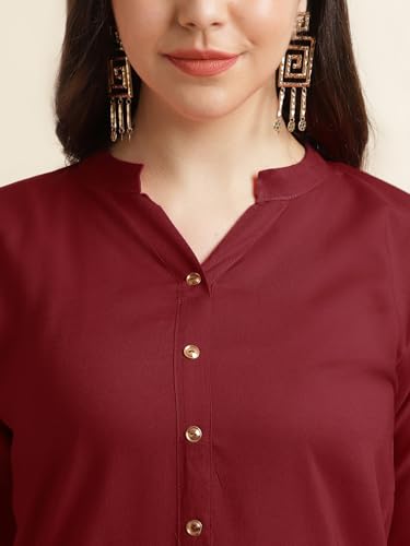 Image of Fabclub Women's Rayon Solid Plain Straight Kurti