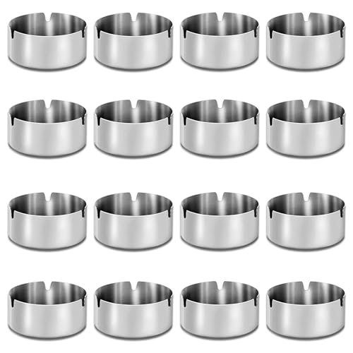 16 Pcs Cigarette Ashtray, Stainless Steel Cigarette Ashtray Set, Portable Ash Trays Set for Indoor, Bars, Restaurants, Home, Office, Durable and Easy to Clean, 8cm 16 Pcs Cigarette Ashtray, Stainless Steel Cigarette Ashtray Set, Portable Ash Trays Set for Indoor, Bars, Restaurants, Home, Office, Durable and Easy to Clean, 8cm