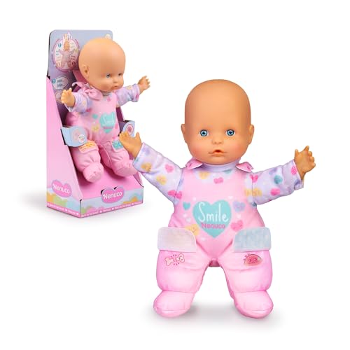 Nenuco Tiritas, Cuerpo Blandito de 25 cm, Muñeco con Sonidos de Bebé, Dice Papá y Mamá, Llora y se Ríe, Tiritas de Quita y Pon, Juguete para Niños Desde 10 Meses, Famosa (NFNB0000)
