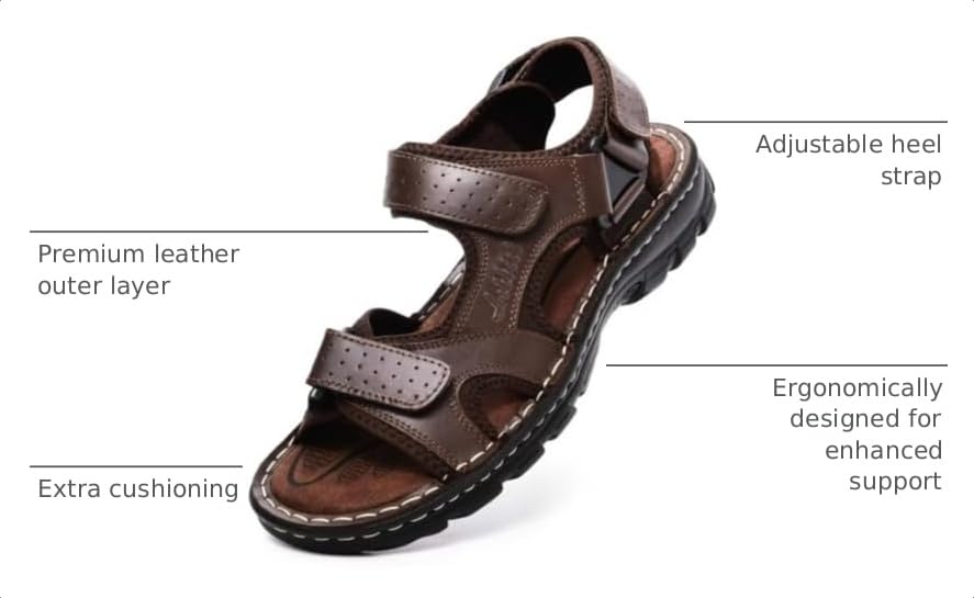 Image of Arkbird Men's Sandals, Closed Toe Leather Fisherman Outdoor Hiking Sport Shoes Summer