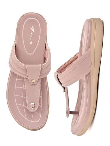Image of HEALTH FIT EXTRA SOFT Women's Comfortable Memory Foam Doctor Slippers /Flip-Flops|Fashionable Casual & Stylish|Lightweight & Breathable|Outdoor Synthetic Casual Chappals Sandals Ladies & Girls HF28