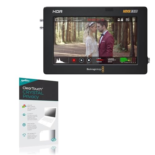 BoxWave Screen Protector Compatible with Blackmagic Video Assist 12G HDR (5 in) - ClearTouch Crystal Privacy (2-Pack), Privacy Screen Protector Flexible Film Clear