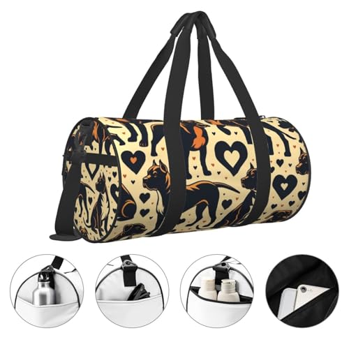 Sports Duffel Bag Pitbull-Dog-Heart Foldable Travel Tote Bag Weekender Sleepover Carry On Bag3