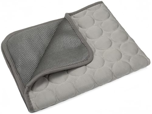 LEZUAN Kühlmatte Hunde, Selbstkühlende Hundematte, Kühldecke Katzen, Ungiftig Kühlkissen für Haustiere, Waschbar Hund Kältematte für Drinnen, Draußen und Auto(Grau,100x150cm)