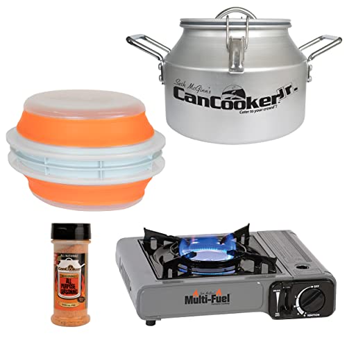 CanCooker Fish Fryer KitPortable Compact Multi-Fuel Electric Cooktop Single Burner with Convenient Carrying Case and Orange Collapsible Mess Free Cooking Bowl