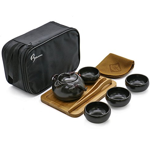 June Fox 8 Pcs Portable Travel Tea Set Vintage Chinese/Japanese Style Porcelain Handmade