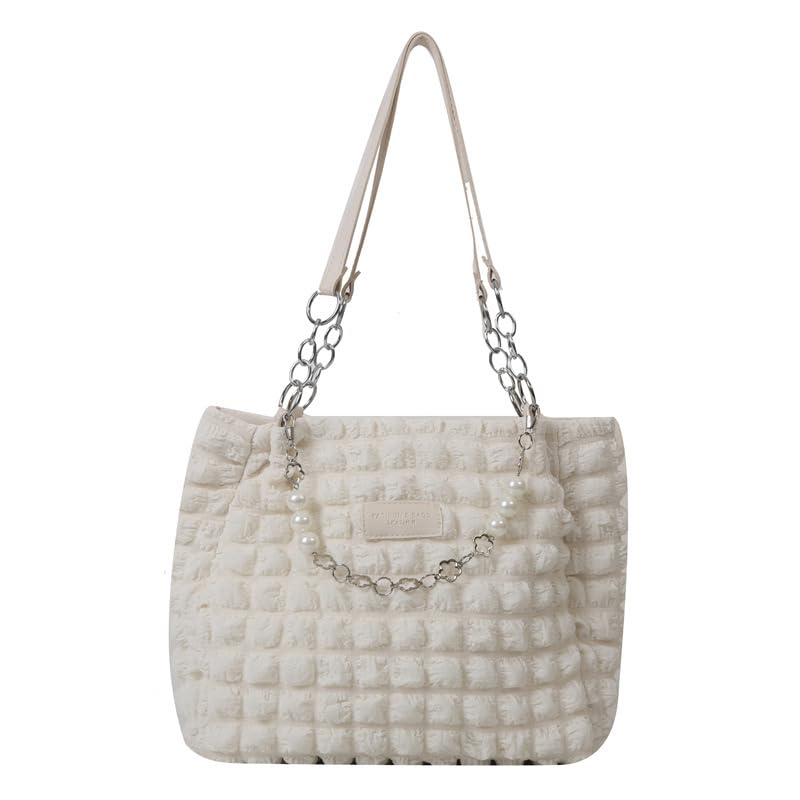 Bolso tote para mujer con cadena de perlas, bolso casual espacioso, bolso hobo cruzado