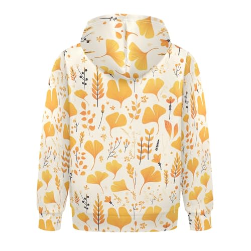 KLL Ginkgo Leaves Cute Boys Girls Sweatshirt Long Sleeve Hoodie with Kangaroo Pocket2