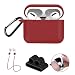 GPNP AirPods Pro Case Protective Cover for Airpods 3 Series, [Visible Front LED] Burgundy Silicone Shockproof Case, Bounce Carrying Case with Carabiner for AirPods Pro Charging Case