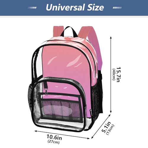 Clear Backpack for Women Coral Pink Orchid Gradient Girls Backpack for Kids See through Approved Bag4
