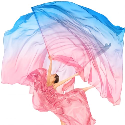 Image of Jecery 2 Set Worship Flags for Dance Church 35''x55'' Praise Dance Worship Flags with Scalable Rod Angel Wing Banner with Sticks Ministry Streamer Banner for Performance (Pink-Purple-Blue)