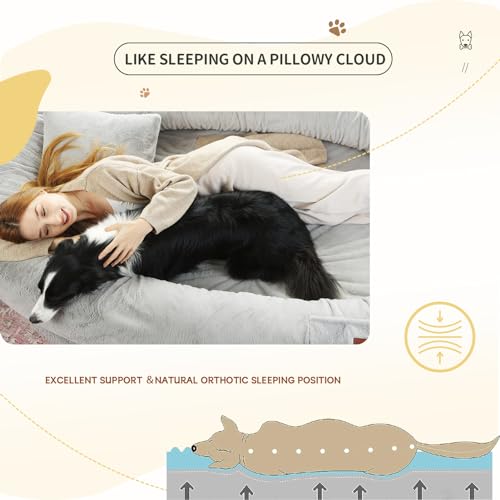 Image of Fvkind Human Dog Bed, Human Size Dog Bed for Adults, 70 inchx33 inchx12 inch, Grey