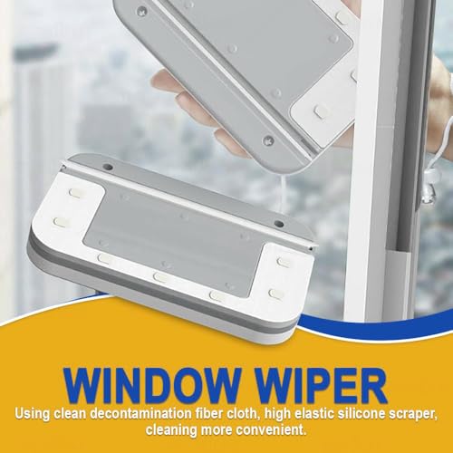 Image of Magnetic Window Glass Cleaner | Doublefaced Glass Cleaner | Double-Side Glazed Two Sided Wiper with 2 Extra Cleaning Cotton Squeegee Washing Equipment Household Magnet | (Square Window)