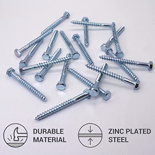 SKIR'CO (20 pcs) DIN 571 Zinc Plated Steel Hexagon Wood Screws M5 x 50 mm, Coach Screws, Hex Screw, Lag Bolts - Image 3