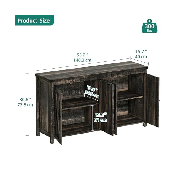   YITAHOME-Farmhouse-Sideboard-Buffet-Cabinet-with-Storage-with-4-Doors-55-Large-Kitchen-Storage-Cabinet-Wood-Coffee-Bar-Cabinet-with-Adjustable-Shelf-for-Kitchen-Living-Room-Dark-Oak
