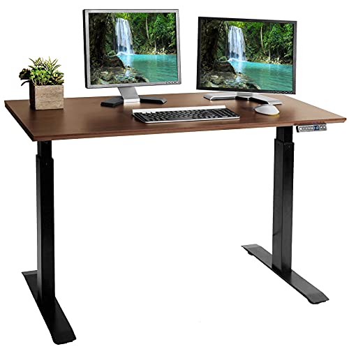 Seville Classics Airlift S2 Electric Solid One-Piece Top Height Adjustable Desk Ergonomic Sit Stand Home Office Workstation, 47" W X 24" D W/Usb Charging, Black/Walnut #TOP7