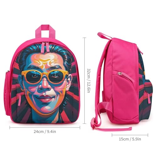 Interesting Face Pattern Backpack for Men Women, Durable Small Bookbag Lightweight Daypack for Travel, Hiking, Pink-style2