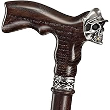 Asterom Handmade Skull Walking Cane for Men and Women - Cool Gothic Cane - Stylish Wooden Walking Stick Soldier