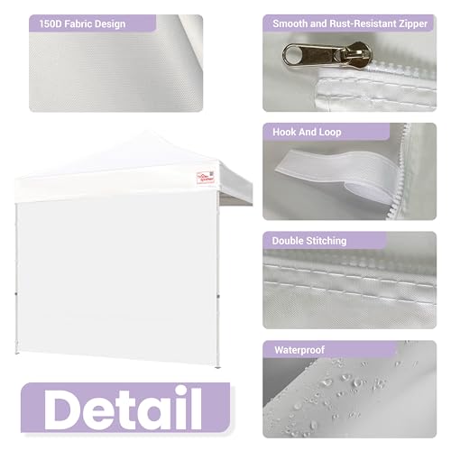 Image of Tradesparker 10x10 Pop Up Canopy Wall with Zipper, 86 inch Height Instant Canopy SunWall Tent Sidewalls for 10x10 Pop Up Tent,1 Pack Sidewall Only,Khaki