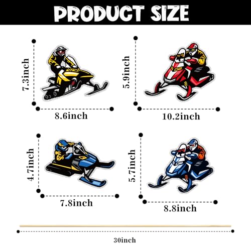 Image of Snowmobile Centerpieces Sticks,Set of 16 Ski Birthday Party Decorations Ski Party Decor for Baby Shower Winter Skiing Party Table Centerpieces Sport Skier Table Topper