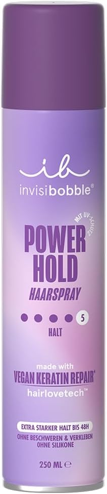 invisibobble Power Hold Haarspray, extra sterke grip, uv-bescherming, plakt niet, veganistisch, voor alle haartypes, 200 ml