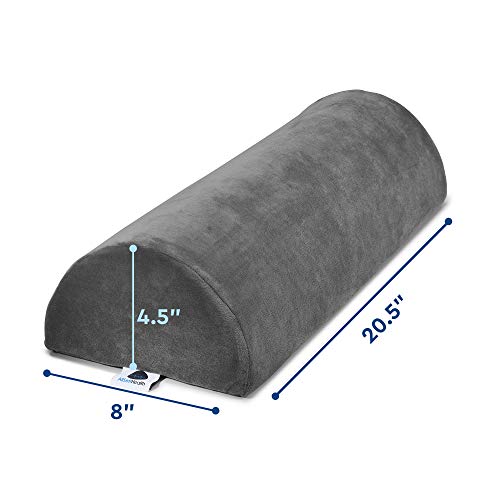 Allsett Health Large Half Moon Bolster Pillow For Legs, Knees, Lower Back And Head, Lumbar Support Pillow For Bed, Sleeping | Semi Roll For Ankle And Foot Comfort - Machine Washable Cover, Grey #TOP4