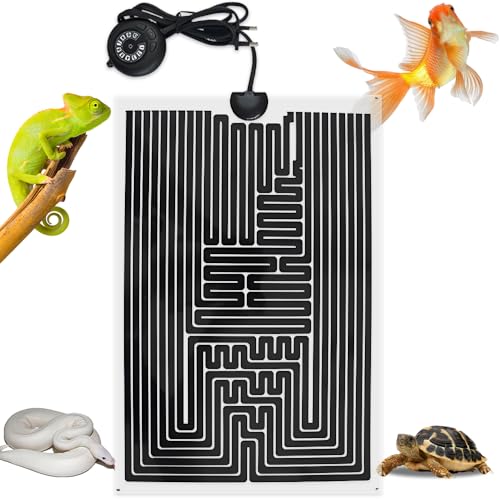 KUWUNG Manta Termica Reptiles, 40W Estera Calefactora para Terrario, Manta Calefactora para Reptiles, Almohadilla Térmica con Control de Temperatura de 10 Engranajes para Reptiles