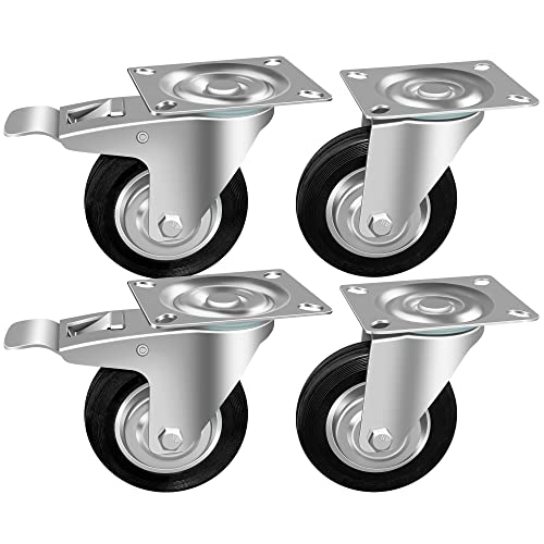 HRB Transportrollen, 4 Stück im Set 75mm, Rollen mit Bremse der Marke HRB,...